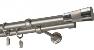 Karnisz podwójny Valleo satyna/stal Ø 19 w kolorze satyna