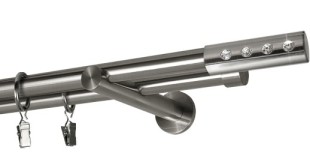 Karnisz podwójny Hera Ø 19 w kolorze stal nierdzewna