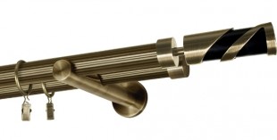 Karnisz podwójny Doris Ø 25/19 w kolorze mosiądz antyczny - rura ryflowana