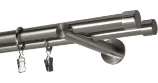 Karnisz podwójny Rullo Ø 19 w kolorze stal nierdzewna