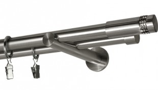 Karnisz podwójny Carbonera Ø 19 w kolorze stal nierdzewna