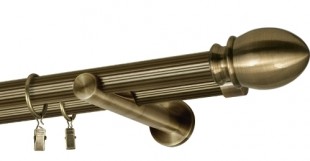 Karnisz podwójny Bellono Ø 25/19 w kolorze mosiądz antyczny - rura ryflowana