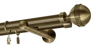 Karnisz podwójny Verso Ø 25/19 w kolorze mosiądz antyczny - rura ryflowana