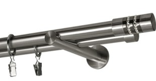 Karnisz podwójny Onyx Ø 19 w kolorze stal nierdzewna