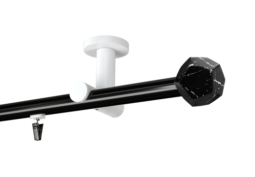 Karnisz sufitowy pojedynczy Anton w kolorze Profil - czarny,   wspornik - biały