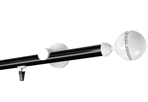 Karnisz pojedynczy krótki Corso Cristal w kolorze Profil - czarny,   wspornik - biały