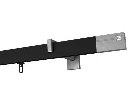 Karnisz "Estelle cristal" czarny profil apartamentowy pojedynczy