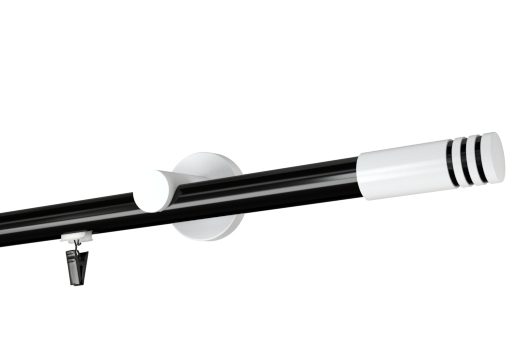 Karnisz pojedynczy krótki Malibu białe w kolorze Profil - czarny,   wspornik - biały