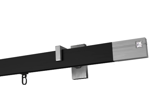 Karnisz apartamentowy krótki Estelle Cristal w kolorze Profil - czarny, &nbsp wspornik - aluminium