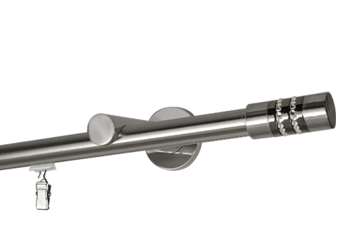 Karnisz pojedynczy prosty w pełni przesuwny &#34;Onyx&#34; Ø 19 mm stal nierdzewna