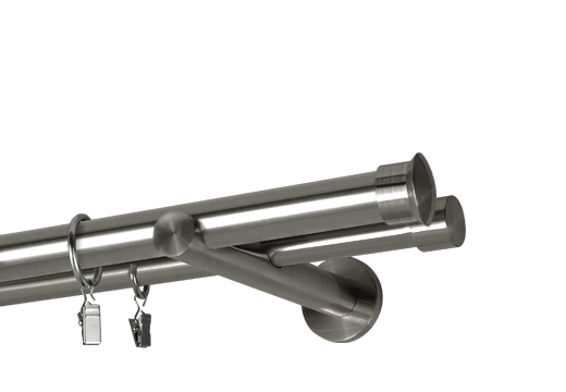 Karnisz podwójny Duo  w kolorze Stal nierdzewna