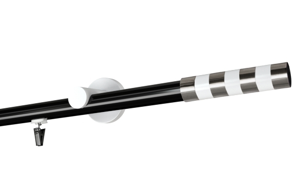 Karnisz pojedynczy krótki Sigma biała w kolorze Profil - czarny,   wspornik - biały