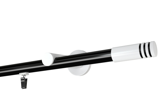Karnisz pojedynczy Malibu białe w kolorze Profil - czarny,   wspornik - biały