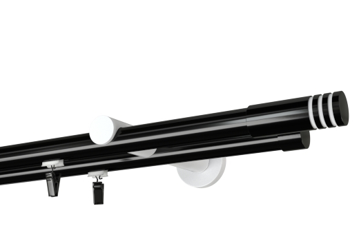 Karnisz podwójny Malibu czarna w kolorze Profil - czarny,   wspornik - biały