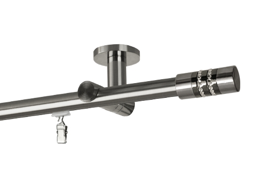 Karnisz pojedynczy prosty sufitowy w pełni przesuwny &#34;Onyx&#34; Ø 19 mm stal nierdzewna