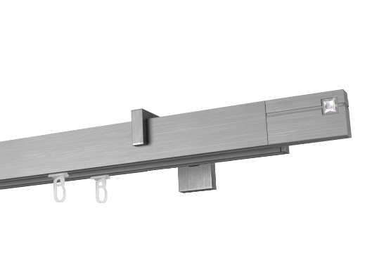 Karnisz apartamentowy krótki Estelle Cristal w kolorze Aluminium szczotkowane