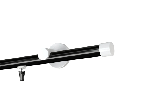 Karnisz pojedynczy krótki Rullo w kolorze Profil - czarny,   wspornik - biały