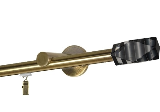 Karnisz pojedynczy prosty w pełni przesuwny "Salcia" Ø 19 mm mosiądz antyczny