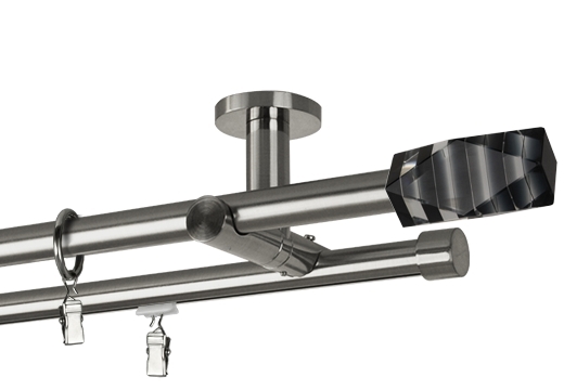 Karnisz sufitowy podwójny hybrydowy (rura/profil) "Salcia"stal nierdzewna Ø 19 mm