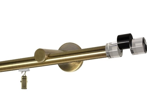 Karnisz pojedynczy prosty w pełni przesuwny "Lucare" Ø 19 mm mosiądz antyczny