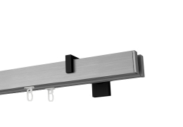 Karnisz apartamentowy krótki Zaślepka aluminium szczotkowane w kolorze Profil - aluminium, wspornik - czarny