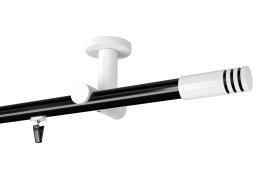Karnisz sufitowy pojedynczy Malibu białe w kolorze Profil - czarny,   wspornik - biały
