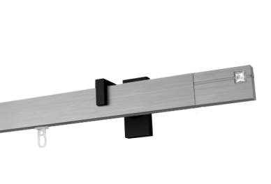 Karnisz apartamentowy krótki Estelle Cristal w kolorze Profil - aluminium, wspornik - czarny