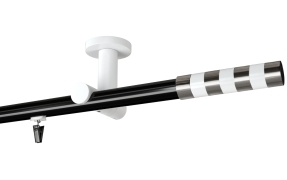 Karnisz sufitowy pojedynczy Sigma biała w kolorze Profil - czarny,   wspornik - biały