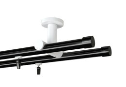Karnisz sufitowy podwójny Rullo w kolorze Profil - czarny,   wspornik - biały