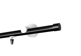Karnisz pojedynczy krótki Rullo w kolorze Profil - czarny,   wspornik - biały