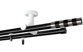 Karnisz sufitowy podwójny Sigma czarna w kolorze Profil - czarny,   wspornik - biały