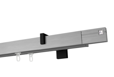 Karnisz apartamentowy krótki Estelle Cristal w kolorze Profil - aluminium, wspornik - czarny