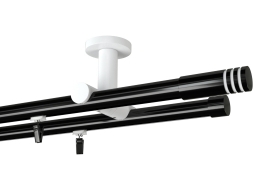 Karnisz sufitowy podwójny Malibu czarna w kolorze Profil - czarny,   wspornik - biały