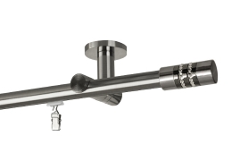 Karnisz pojedynczy prosty sufitowy w pełni przesuwny &#34;Onyx&#34; Ø 19 mm stal nierdzewna